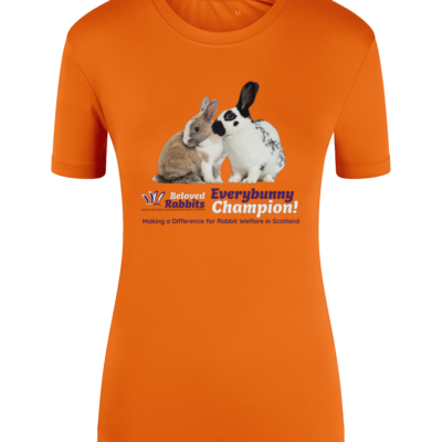 Everybunny Champion Rabbit Rescue Performance T-Shirt, Ladies, Orange - Image 1
